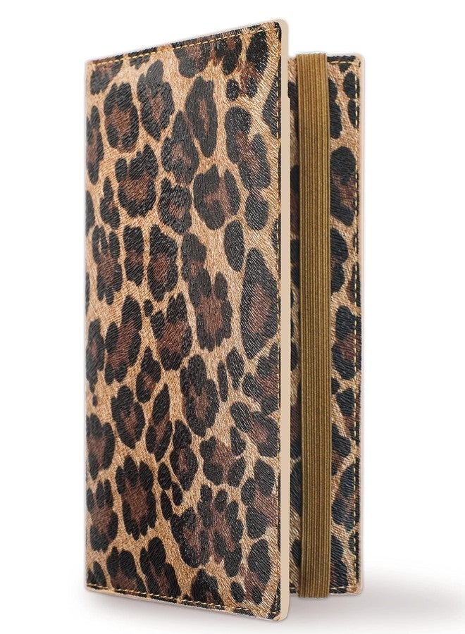 Zreal Checkbook Cover for Women, Dark Leopard - Premium Vegan Leather Holder for Personal Checks, Slim Design with Pen Loop, Clear Divider, Fits Top & Side-Tear Duplicate Checks - Image 1